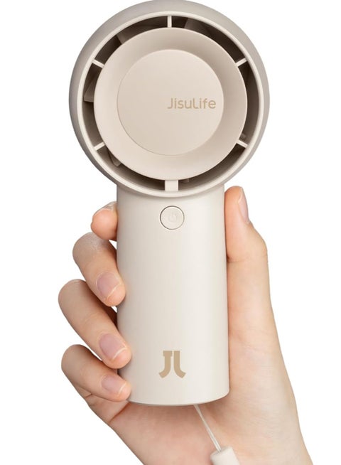 JISULIFE Handheld Turbo Fan,16H Max Cooling Time Portable Fan, 4000mAh USB Rechargeable Personal Fan, Battery Operated Small Pocket Fan with 5 Speeds for Travel,Outdoor,Home,Office