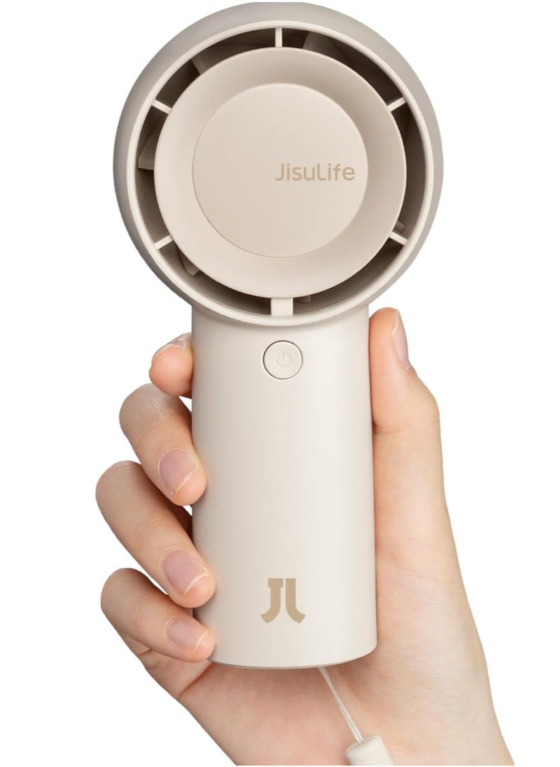 JISULIFE JISULIFE Handheld Turbo Fan,16H Max Cooling Time Portable Fan, 4000mAh USB Rechargeable Personal Fan, Battery Operated Small Pocket Fan with 5 Speeds for Travel,Outdoor,Home,Office  - Image 1