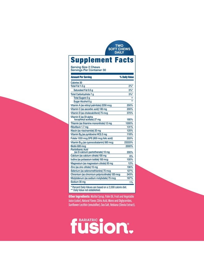 Bariatric Fusion Bariatric Multivitamin Chewable Soft Chew | Cherry Pineapple Flavor | Chewy Bariatric Vitamins for Post Bariatric Surgery Patients | 60 Count | 1 Month Supply - Image 3
