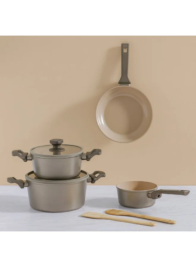 دانوب هوم Danube Home Orchid 9-Piece Cookware Set - Durable Forged Aluminium with 3MM Bottom, Nonstick Pots and Pans, Ideal for Modern Kitchen Cooking Essentials