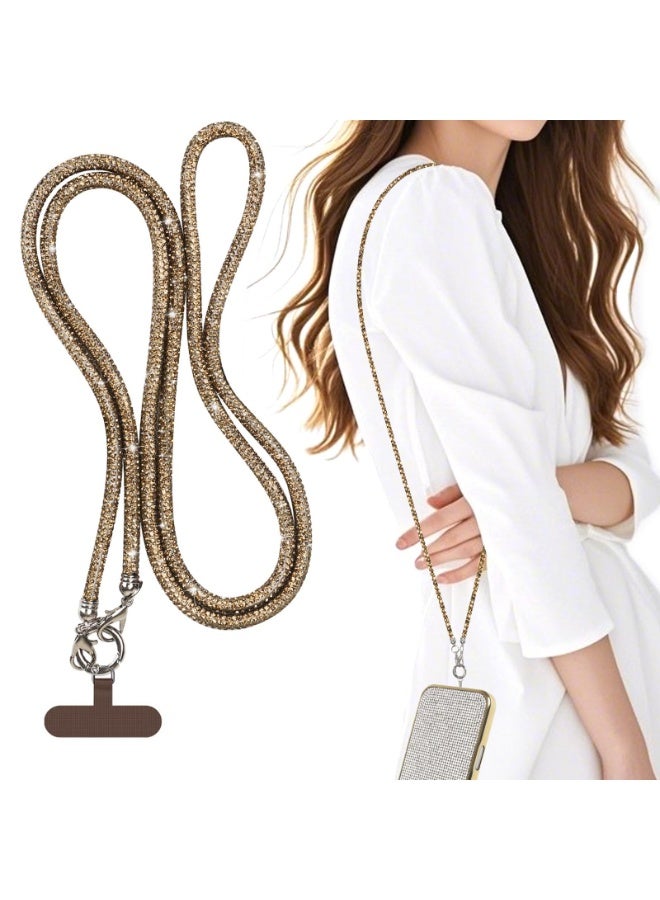 Phone Crossbody Lanyard, Crystal Phone Lanyard with Full Rhinestone Bling Glitter, Bling Phone Strap for Most Phone, iPad, Handbag,Wallet, Phone Neck Holder for Women (Cooper) - Image 1