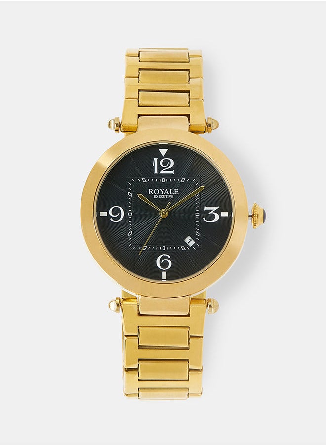 Royale Mega Round Shape Analog Wrist Watch RE104 E - 40mm - Gold  - Image 1