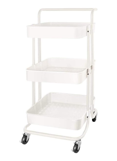 3-Tier Rolling Utility Carts Trolley Storage Cart with Handle Multifunctional Organization Cart with Brake Caster Wheels Kitchen Shelf Multifunctional Storage Rack with Net Basket Mass