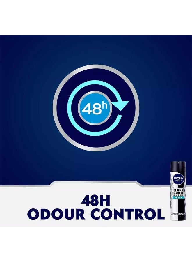 NIVEA MEN Black and White Invisible Fresh Deo Spray, Antiperspirant for Men, Spray 150ml - Image 3