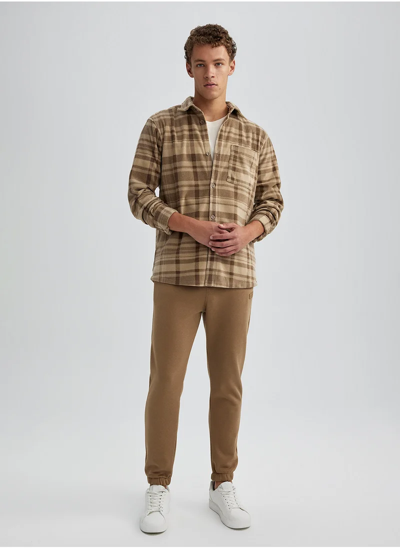 ديفاكتو Regular Fit Plaid Polar Long Sleeve Shirt