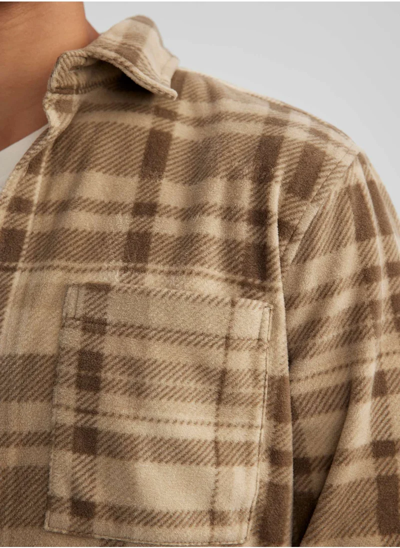ديفاكتو Regular Fit Plaid Polar Long Sleeve Shirt