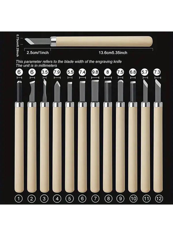 No 9 Flat Round Mouth Wood Carving Knife Manual Hand Carving Tool Woodworking Sculpting - Image 2