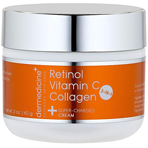 Dermedicine Vitamin C + Retinol + Collagen | Super Charged Anti-Aging Cream for Face | Pharmaceutical Grade Quality | Helps Smooth & Plump Fine Lines & Wrinkles & Brightens for Younger Skin (2 oz) - Image 1