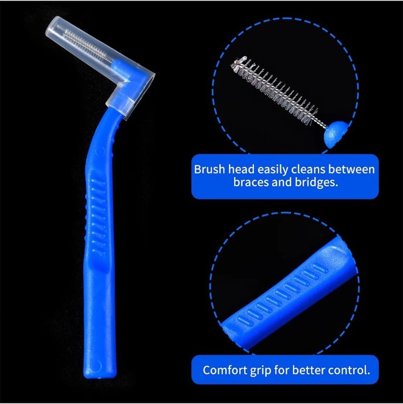 Protective coating L-Shaped Interdental Brushes Set, Easy Daily Non-Slip Dental Toothpick Floss for Braces 10PCS (1-1.2mm, Yellow) Multi-goal comprehensive design - Image 3
