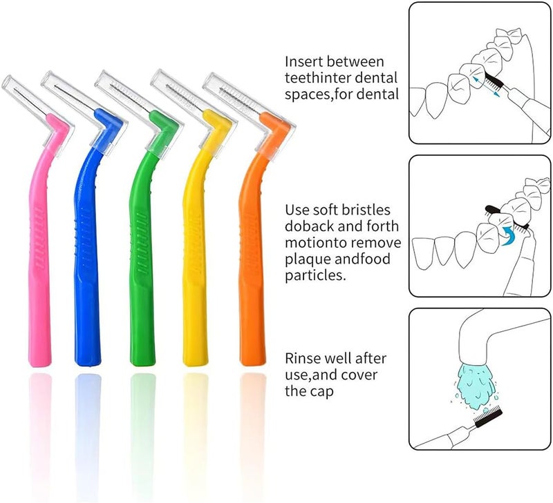 Protective coating L-Shaped Interdental Brushes Set, Easy Daily Non-Slip Dental Toothpick Floss for Braces 10PCS (1-1.2mm, Yellow) Multi-goal comprehensive design - Image 4