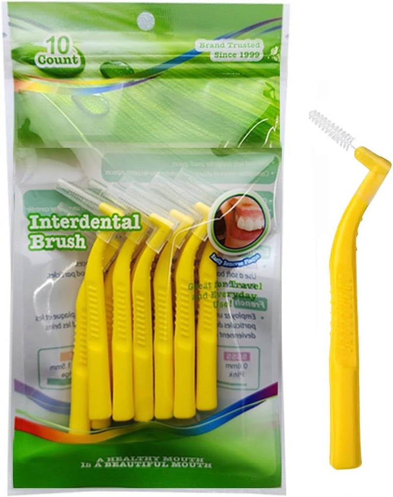 Protective coating L-Shaped Interdental Brushes Set, Easy Daily Non-Slip Dental Toothpick Floss for Braces 10PCS (1-1.2mm, Yellow) Multi-goal comprehensive design - Image 1