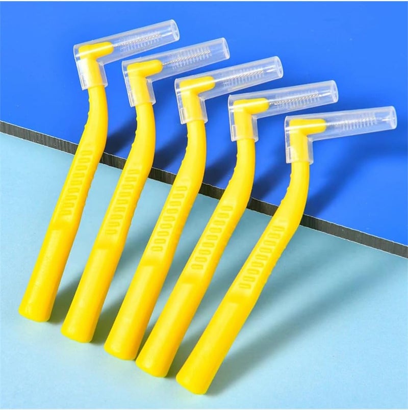 Protective coating L-Shaped Interdental Brushes Set, Easy Daily Non-Slip Dental Toothpick Floss for Braces 10PCS (1-1.2mm, Yellow) Multi-goal comprehensive design - Image 2