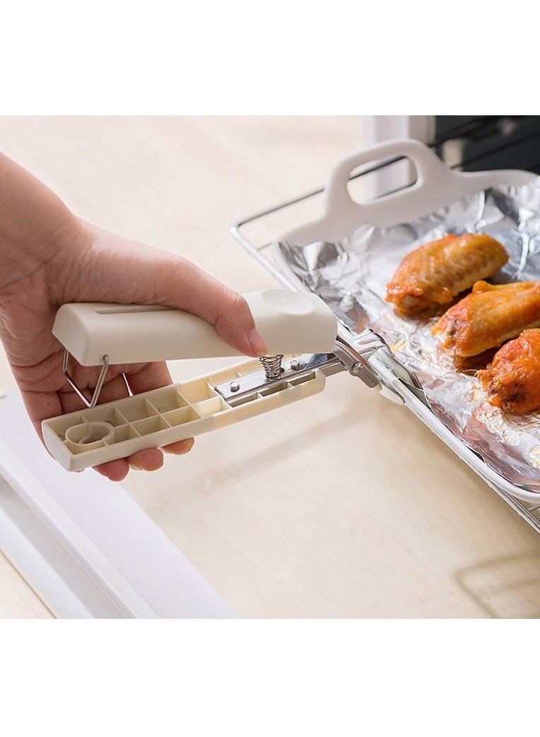 Stainless Steel Bowl Clip Set, 2-Piece Folding Hot Plate Clips, Air Fryer Clips, Holder Clips for Moving Hot Plates or Bowls with Food, Off-White - Image 4