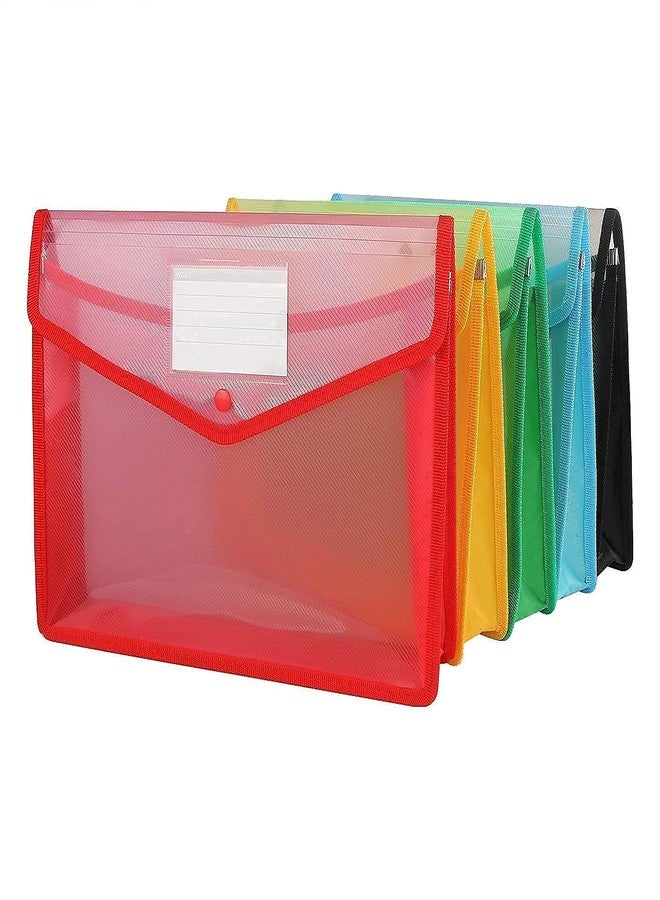 Fancyku Envelope Folder,Transparent Poly-Plastic A3 Documents File Storage Bag with Snap Button (Pack of 5) - Image 1