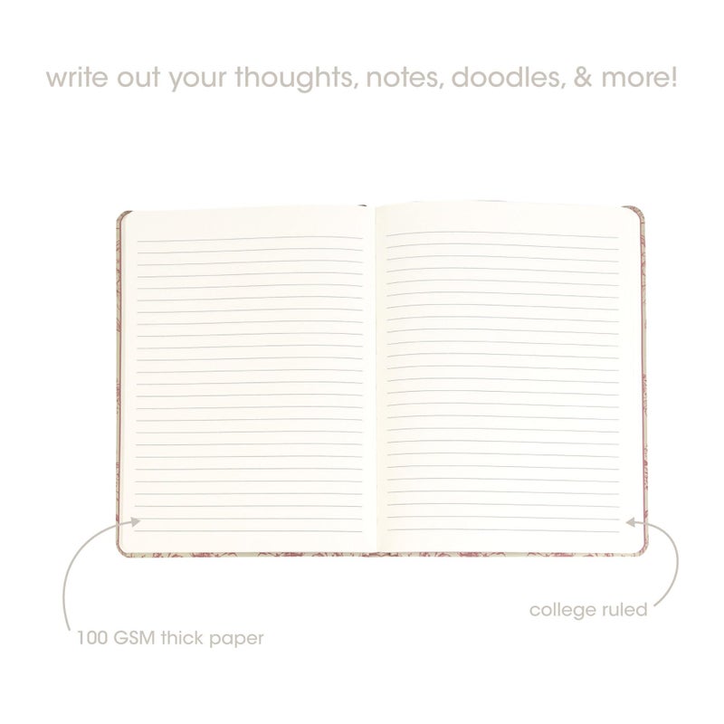 Pearhead Hardcover Journal Notebook 6x8 â€“ Red Toile Botanical Dragonfly Print College-Ruled Writing Journal with 200 Lined Pages for Notes, Work & Journaling - Image 4