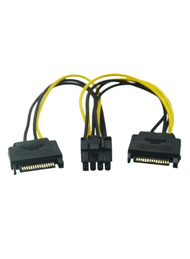 Dual SATA to 8 Pin PCI-E PCI Express Power Cable PSU Power Graphics Converter Adapter Video Card Cable Cord (Dual 15 Pin SATA To 6+2 Pin PCI-E) - Image 2