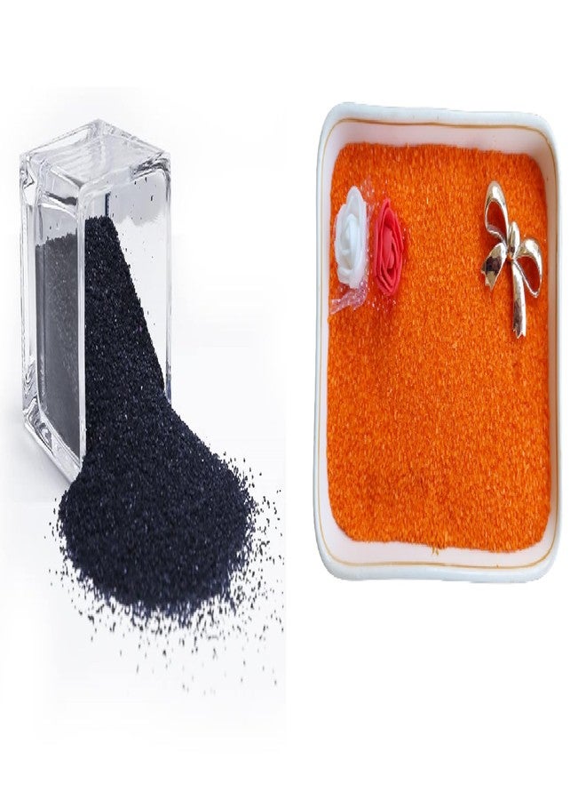 Quantum Retail Sugar Size Crystal/Quartz Silica Sand for Home and Garden Decor; Aquarium Substrate; Terrarium, Aquarium Decorative Sand (250 Grams Black Sand+ 250 Grams Orange Sand) - Image 1