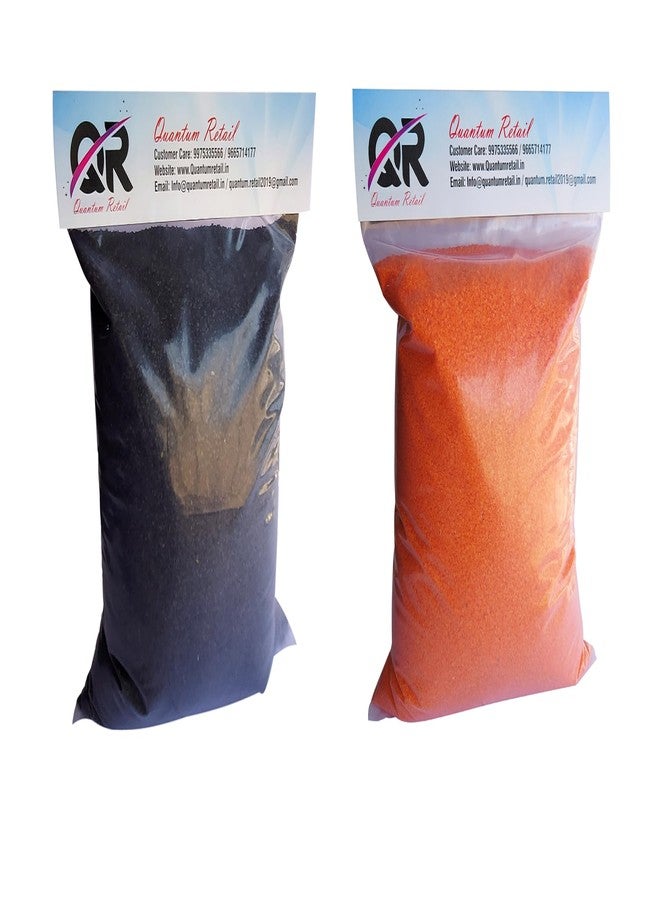 Quantum Retail Sugar Size Crystal/Quartz Silica Sand for Home and Garden Decor; Aquarium Substrate; Terrarium, Aquarium Decorative Sand (250 Grams Black Sand+ 250 Grams Orange Sand) - Image 2