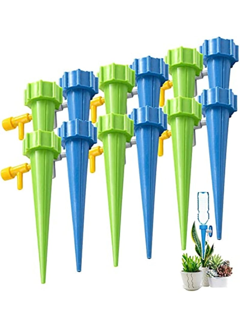 Luckam Self Watering Spikes, Slow Release Control Valve Switch (Green and Blue) - Image 1