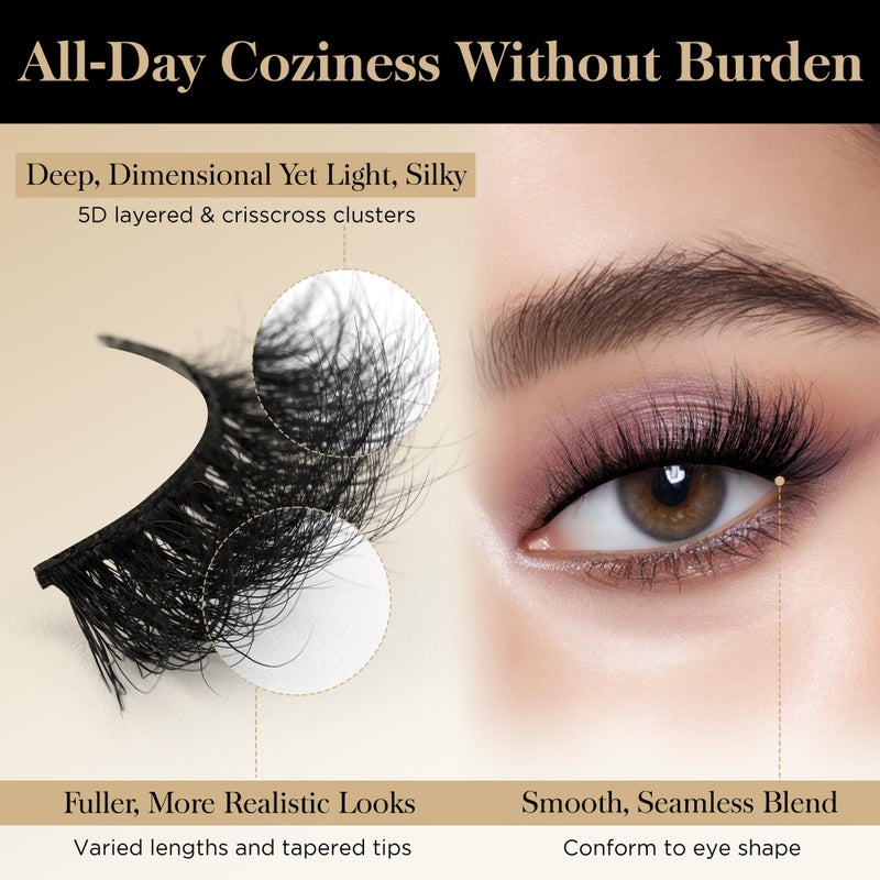 Bepholan Fales Eyelashes Natural Look Mink Fake Eyelashes 3-Pack Soft Band Cat Eye Lashes Manga Eyelashes Fluffy,XMZ208 - Image 4