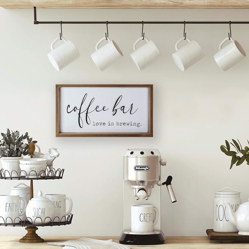 VILIGHT Coffee Signs for Coffee Bar Love Is Brewing - Farmhouse Coffee Wall Decor and Accessories - Coffee Cart Station Decorations - House Warming Gifts for New Home 16x9 Inches - Image 2