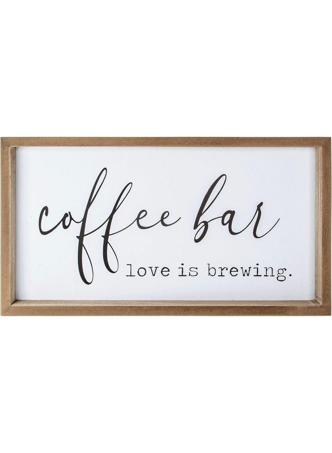 VILIGHT Coffee Signs for Coffee Bar Love Is Brewing - Farmhouse Coffee Wall Decor and Accessories - Coffee Cart Station Decorations - House Warming Gifts for New Home 16x9 Inches - Image 1