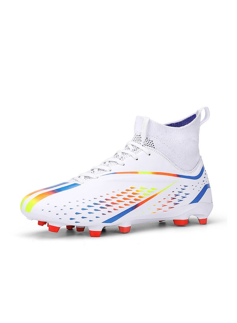 xozgdovg Spike sneakers TF training shoes Football shoes non-slip(Spike bright white)  - Image 1
