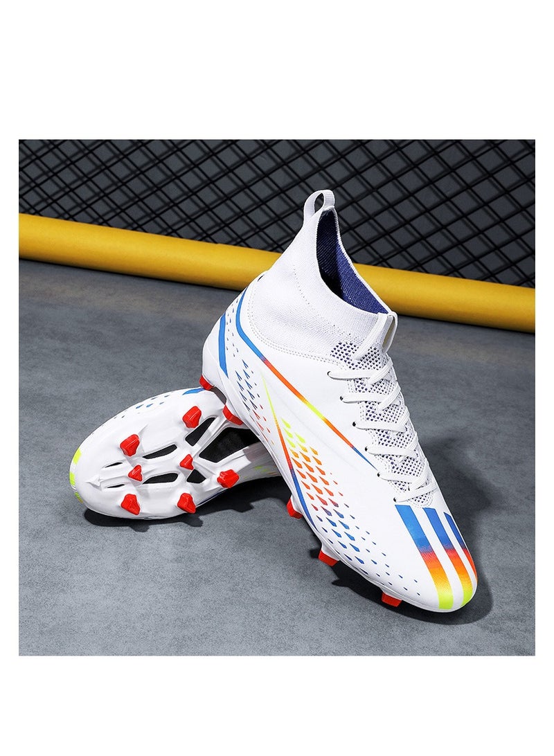 xozgdovg Spike sneakers TF training shoes Football shoes non-slip(Spike bright white)  - Image 2