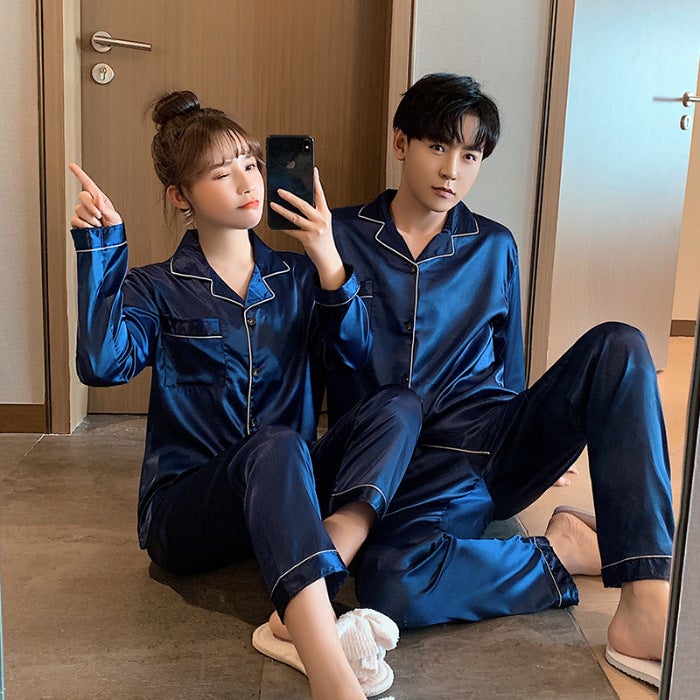 Packed Long-Sleeved Trousers Summer Thin Plus Size Fat Code Ice Silk Couple Pajamas High-End Home Clothes - Image 5