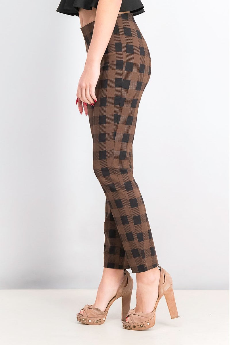 Tchibo Women Plaid Pull On Pants, Brown - Image 2