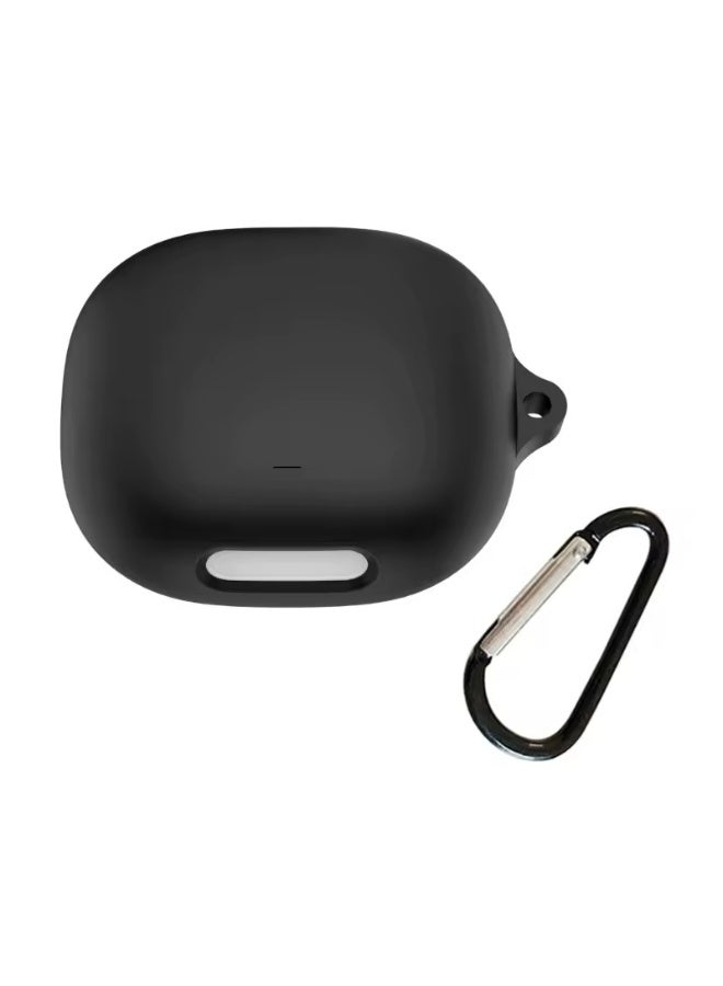 Soft Silicone Cover For Anker Soundcore Liberty 4 Pro Case With Hook Antifall Protective Sleeve Accessories (Black)