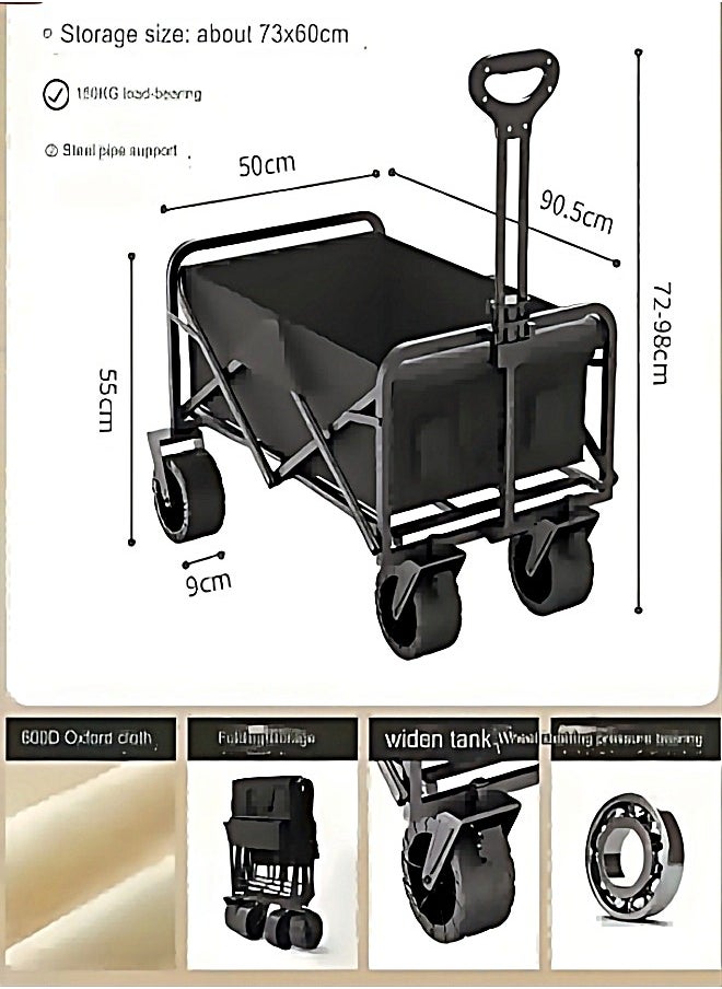 Excellent - Large Capacity Outdoor Camping Folding Trolley (Black) - Image 1