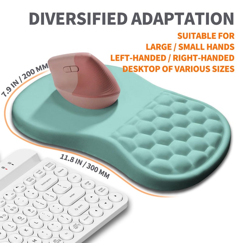 Armanza Ergonomic Joint Wrist Support Mouse Pad with Memory Foam Cushion Massage Bump, Carpal Tunnel Pain Relief Mousepad Slope Design for Wrist Rest, 11.8x7.9 in, LightBlue - Image 5