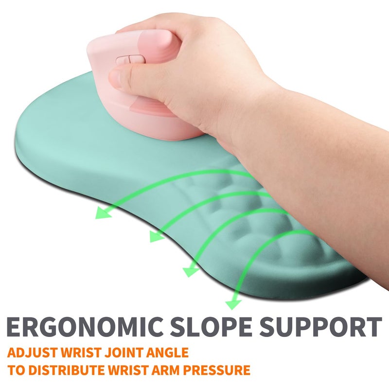 Armanza Ergonomic Joint Wrist Support Mouse Pad with Memory Foam Cushion Massage Bump, Carpal Tunnel Pain Relief Mousepad Slope Design for Wrist Rest, 11.8x7.9 in, LightBlue - Image 2