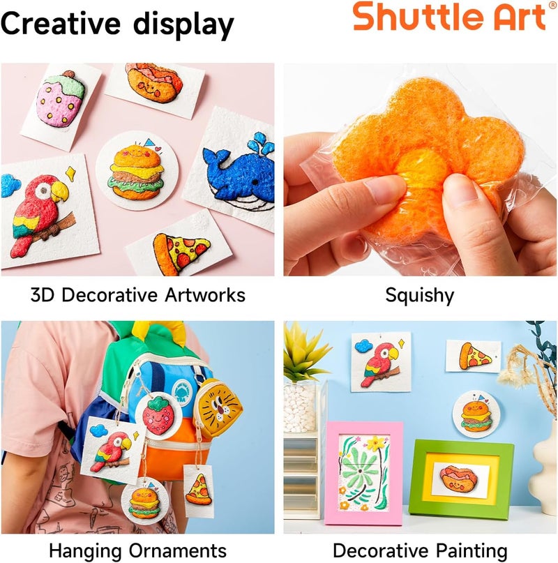 Shuttle Art 68 Pcs Magic 3D Foam Texture Painting Kit, Acrylic Paint Pens Set Including 68Pcs Foam Texture Paper - Image 5