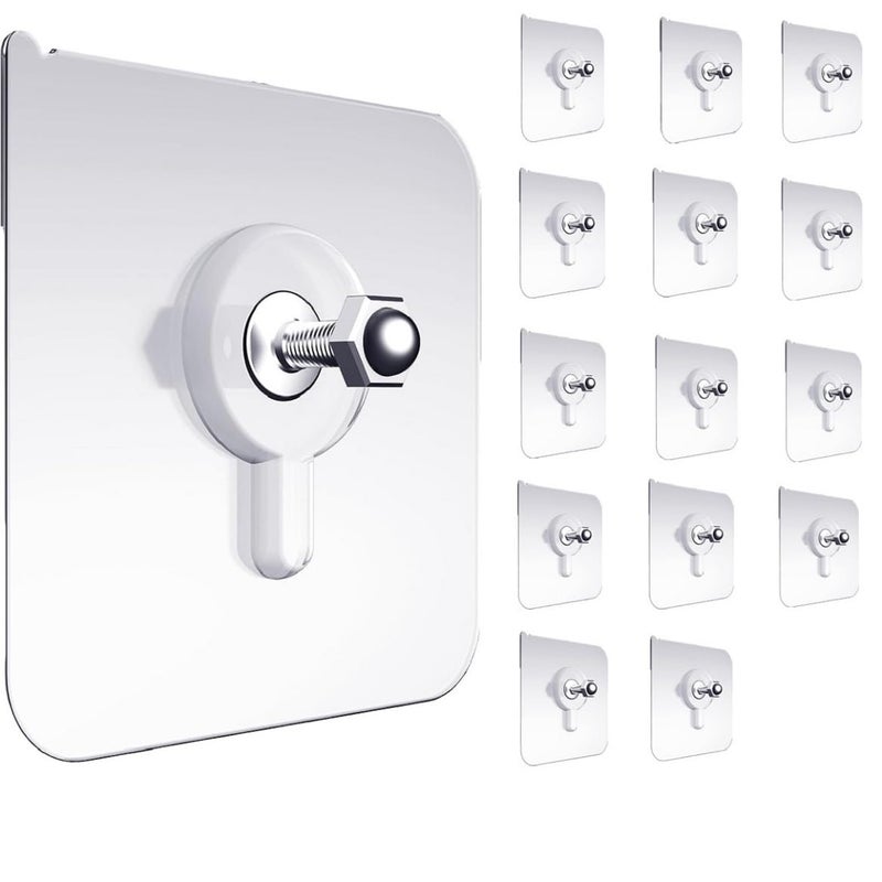 VONITY VONITY 15 Pcs Adhesive Screw Hook Wall Hanger Hook Wall Screw Hooks Without Drill Kitchen Wall Hanging Home Improvement Wall Stick Holder Photo Frame Hooks Bathroom Hooks Wall Hangers AS986  - Image 1