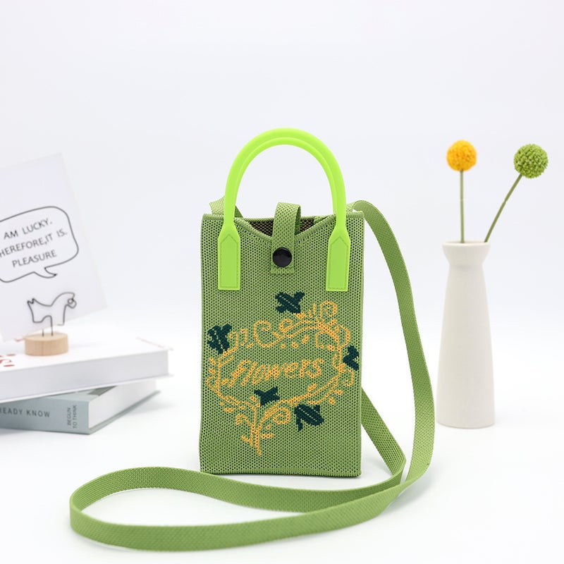 Messenger Bag Women'S Handbag Cartoon New Knitted Mobile Phone Bag Cute All-Match Fashion Mini Bag Shoulder Bag - Image 5
