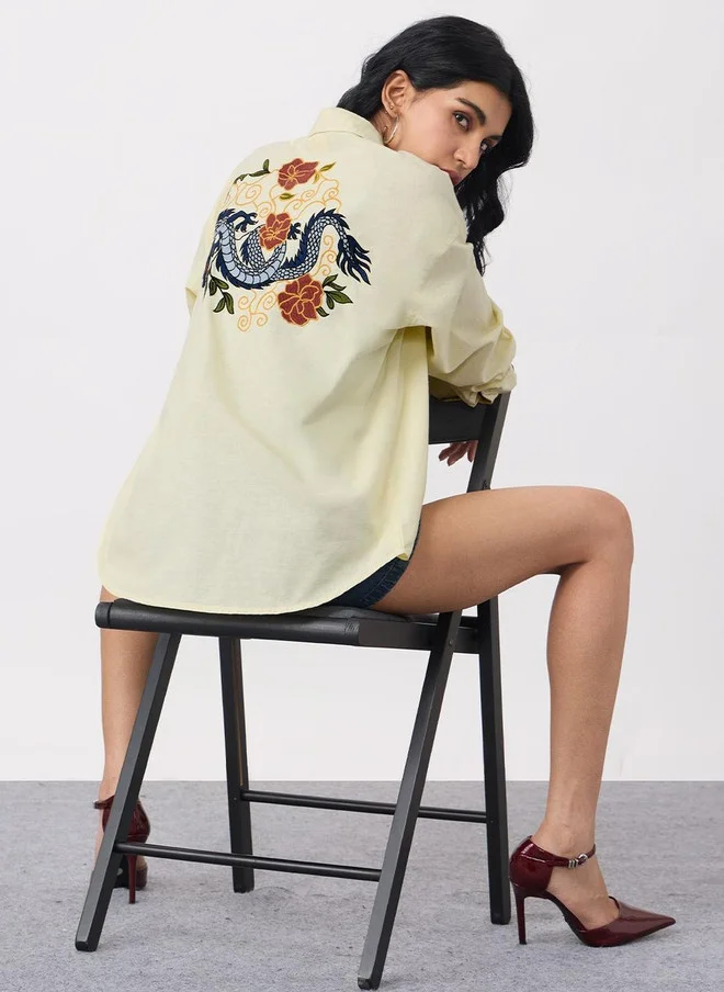 ذا سوليد ستور The Souled Store Women Dragon Printed Oversized Shirt