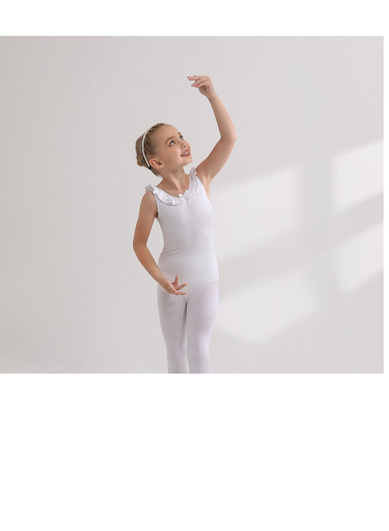 Loquat Children's Dance Dress Training Dress Pure Cotton Ballet Dancing Dress For Children White  - Image 1