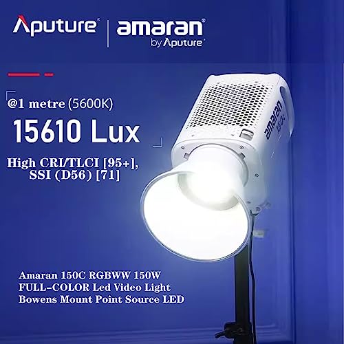 Aputure Amaran 150c COB Video LightRGBWW 150W2500K to 7500K CCT with GM Adjustment15610 lux 1m with Hyper ReflectorAPP Control White - Image 3