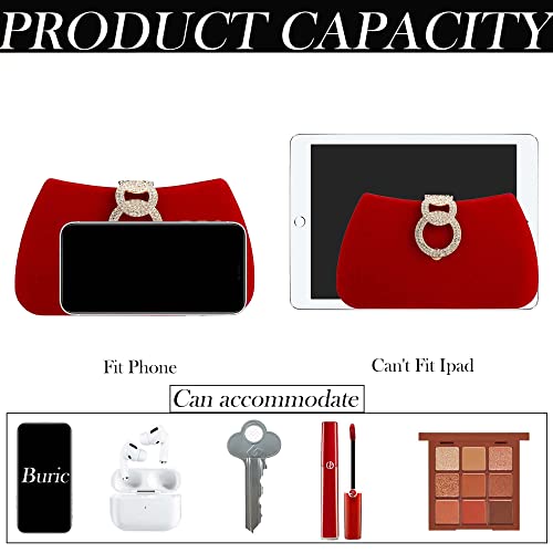 Buric Clutch Purses for Women Fashion Evening Bag Gold Clutch Small Crossbody Bag with Detachable Chain for Party/Wedding (Red) - Image 4