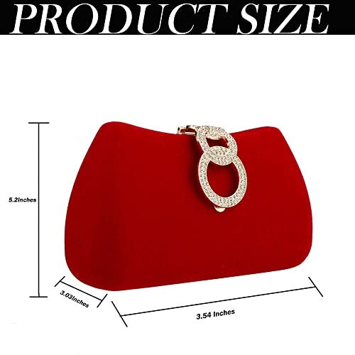 Buric Clutch Purses for Women Fashion Evening Bag Gold Clutch Small Crossbody Bag with Detachable Chain for Party/Wedding (Red) - Image 5
