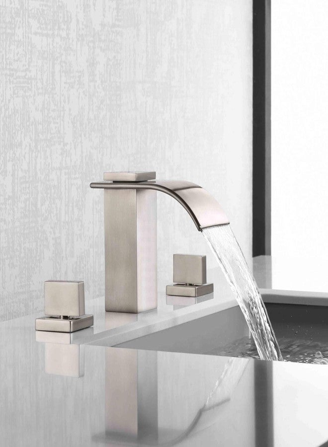 sumerain Waterfall Widespread Bathroom Faucet Brushed Nickel, 3 Hole 8 Inch Vanity Faucet sumerain - Image 4