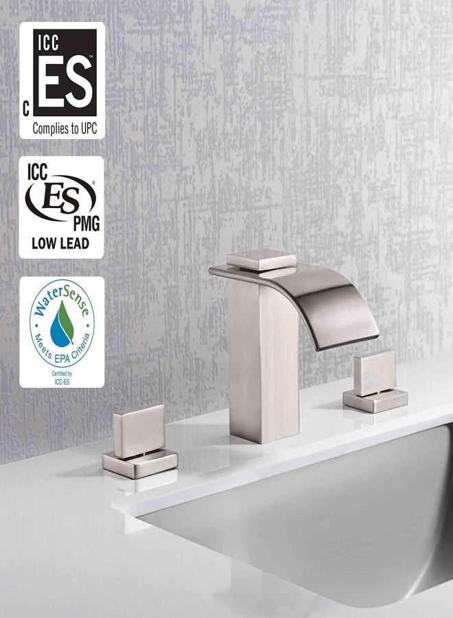sumerain Waterfall Widespread Bathroom Faucet Brushed Nickel, 3 Hole 8 Inch Vanity Faucet sumerain - Image 2