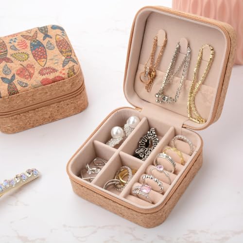 Ahamo Wooden Jewellery Organisers Box - Vintage Fantasy Fish Design Small Jewellery Box Organisers for Earrings, Rings, Necklaces (Brown) - Image 4