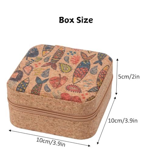 Ahamo Wooden Jewellery Organisers Box - Vintage Fantasy Fish Design Small Jewellery Box Organisers for Earrings, Rings, Necklaces (Brown) - Image 2