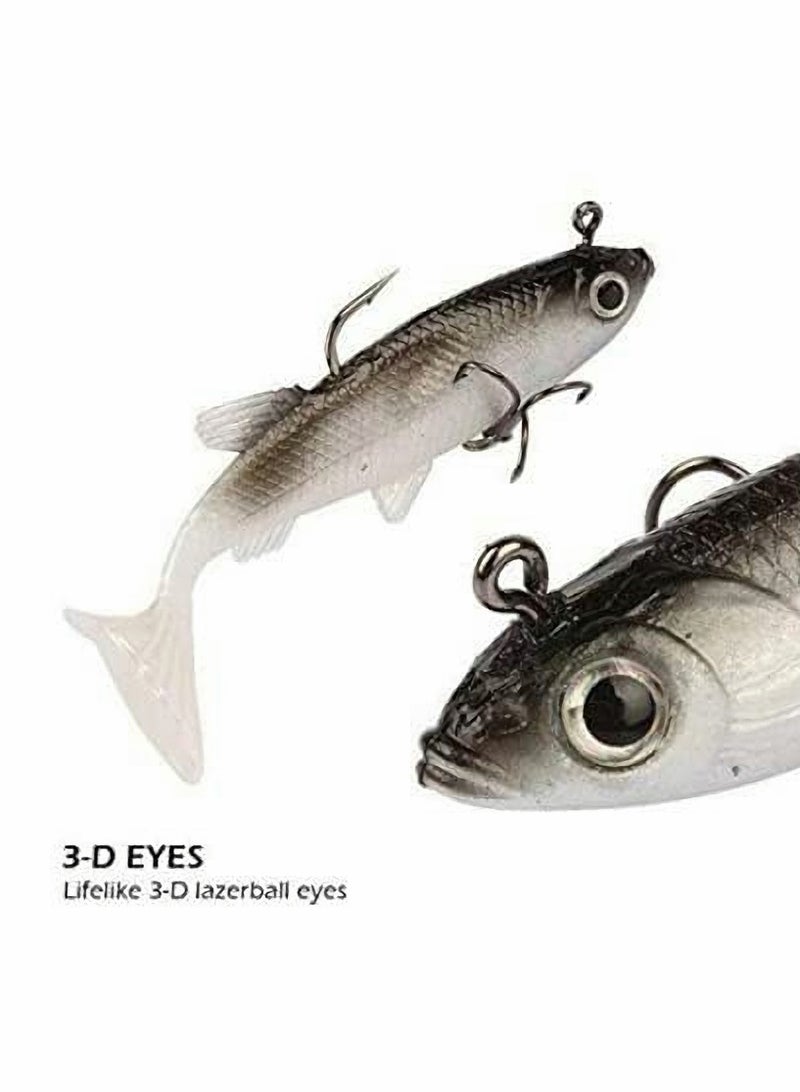 Fishing Lure Set, 5Pcs 8cm Soft Bait Head, Sea Fish Lures, Fishing Tackle Sharp Treble Hook, T Tail Artificial Bait