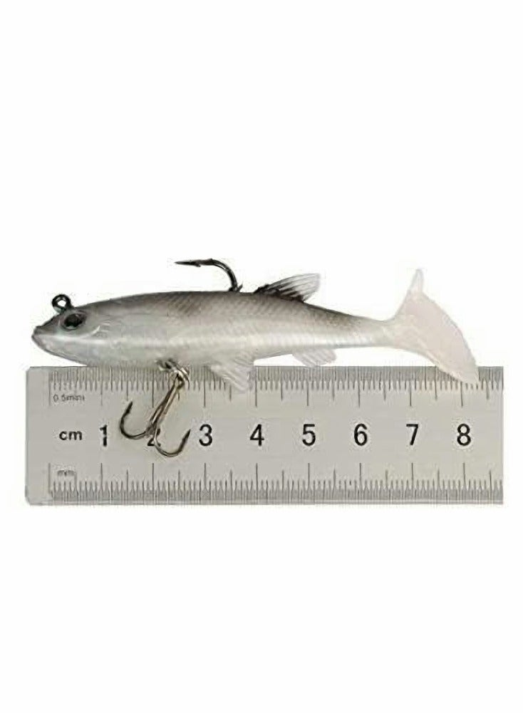 Fishing Lure Set, 5Pcs 8cm Soft Bait Head, Sea Fish Lures, Fishing Tackle Sharp Treble Hook, T Tail Artificial Bait