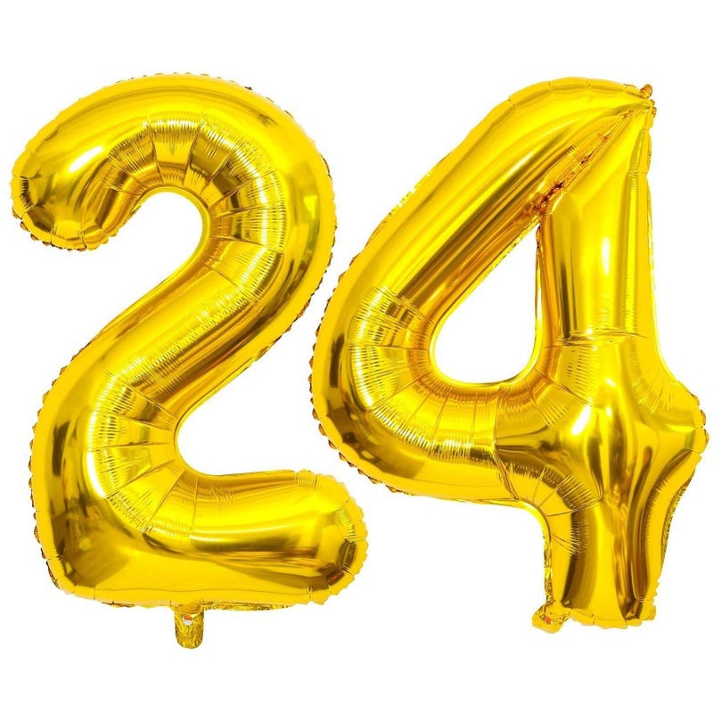 Lovoir Gold 24 Number Balloons 40 Inch Giant Number 24 Balloons Foil Mylar Helium Gold Number Balloons for 24th Birthday Party Supplies Anniversary Event Celebration Decorations - Image 3