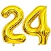 Lovoir Gold 24 Number Balloons 40 Inch Giant Number 24 Balloons Foil Mylar Helium Gold Number Balloons for 24th Birthday Party Supplies Anniversary Event Celebration Decorations - Image 2